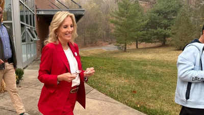 Did Jill Biden abandon Kamala to vote for Trump? Jill's MAGA red during voting sparks speculation