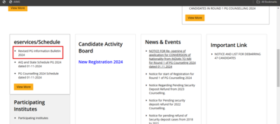 MCC Revises NEET PG Counseling 2024 Brochure: AFMC Eligibility Criteria, Admission Details Added