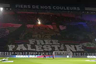 PSG fans unfurl giant 'Free Palestine' banner, criticised by French interior minister