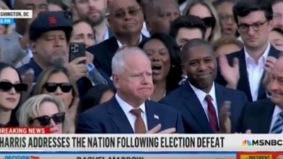 Tim Walz's First Reaction to Losing the Election; Hand over tears and hearts as Harris speaks