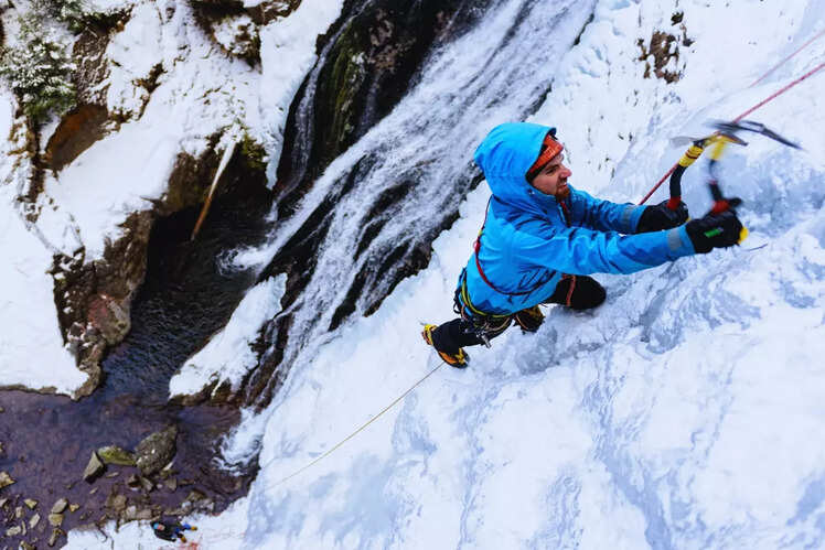 Ice climbing in Colorado, USA