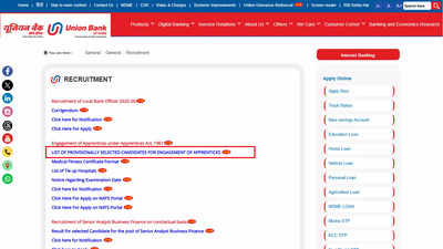 Union Bank of India Apprenticeship Result Released for 500 Posts; Download here
