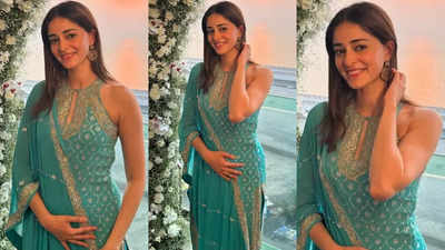 Ananya Panday kicks off wedding season in a 21-year-old turquoise Rohit Bal suit from her mom's closet