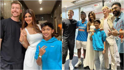 Shilpa Shetty, Raj Kundra and their son Viaan meet MrBeast, Logan Paul and KSI - See pictures and videos