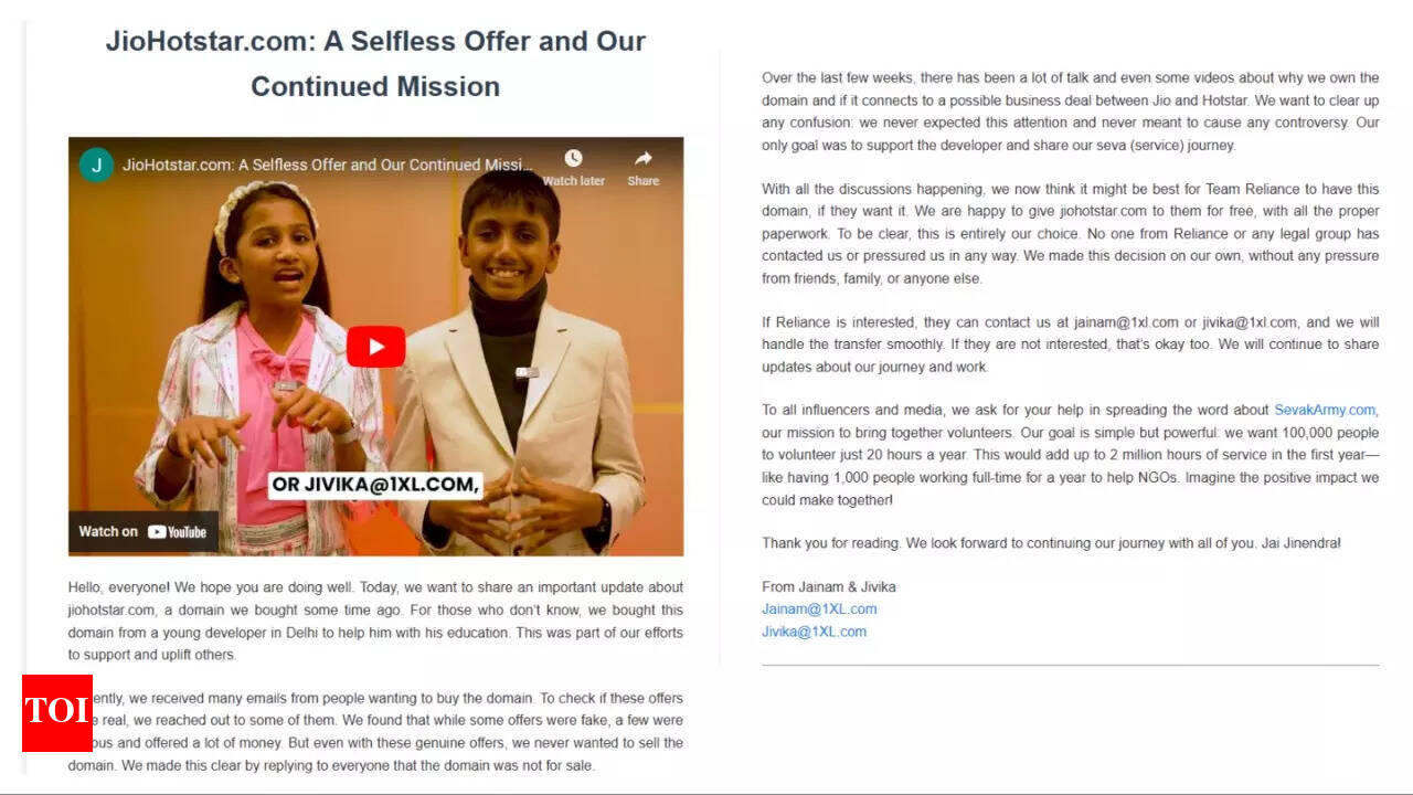 Dubai-based siblings who own JioHotstar domain have this ‘take it 