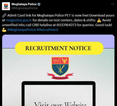 Meghalaya Police Constable, SI PET admit card out: Check details here