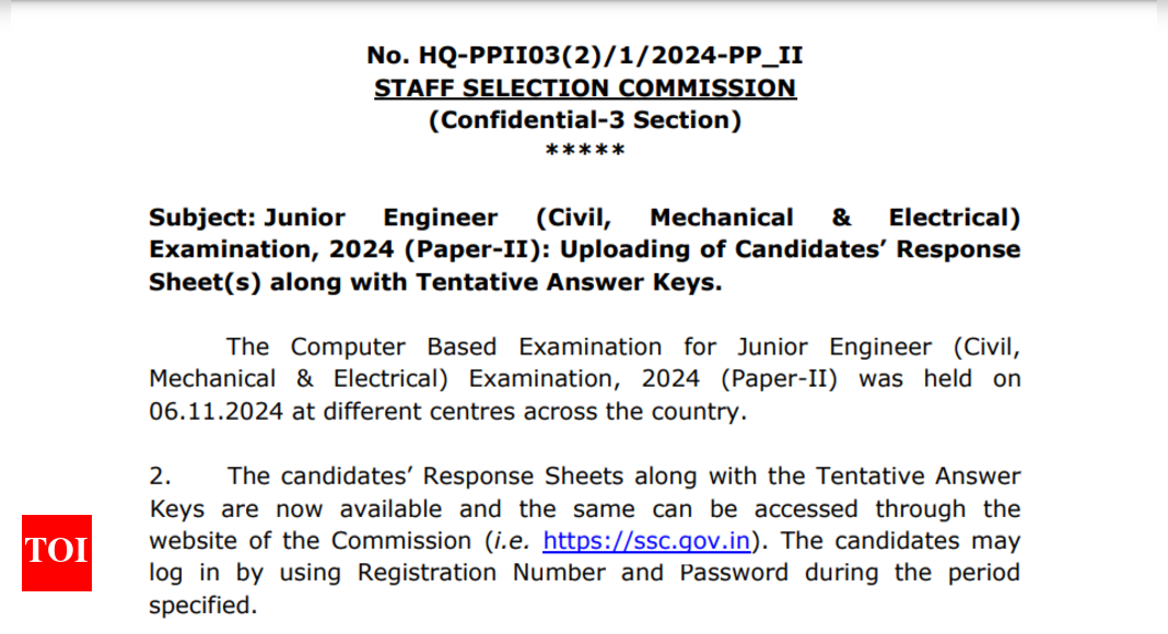 SSC JE 2024 Tier 2 provisional answer key out, response sheet released: Here's how to raise objections