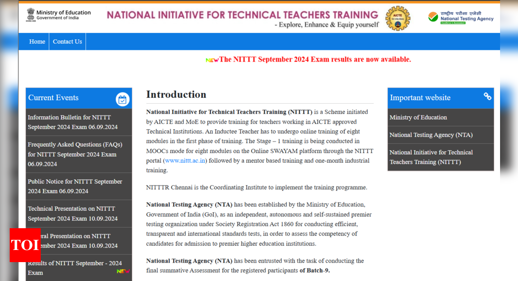 NITTT September 2024 result declared Here's the direct link to