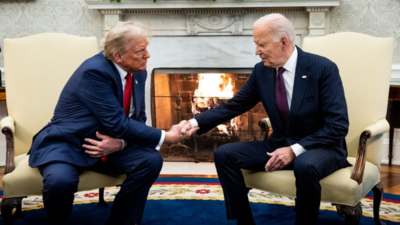 Joe and Donald warm up by the White House fireplace