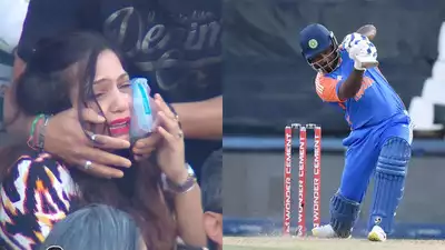 Sanju Samson's massive six leaves female fan in tears, video goes viral