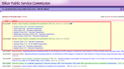 BPSC TRE 3.0 Result 2024 declared: Check direct link here