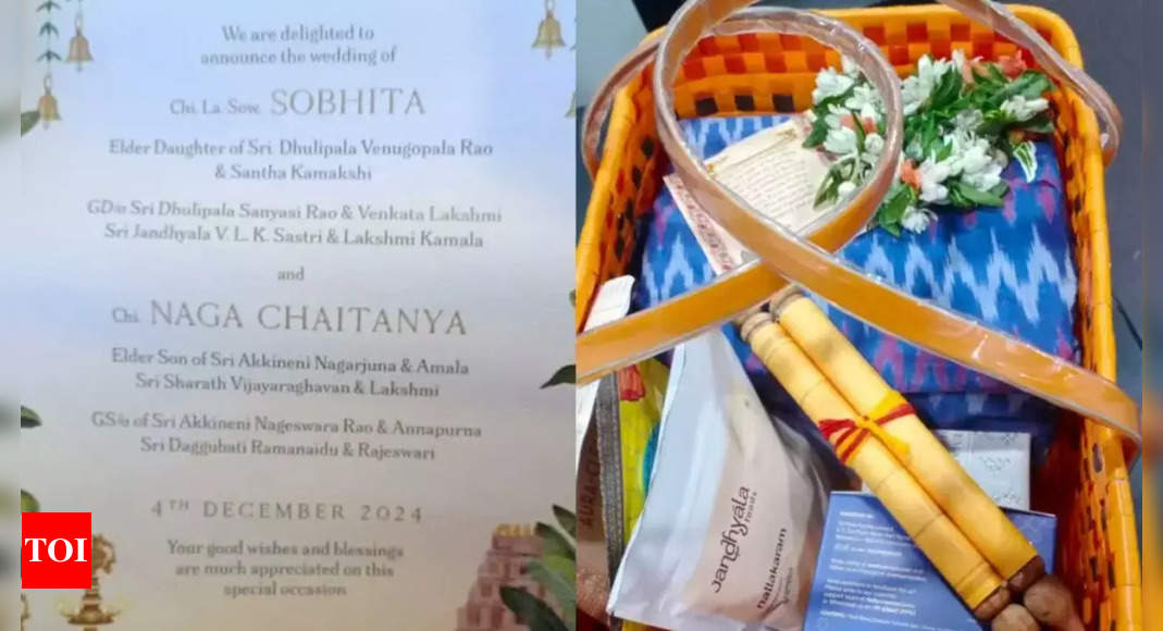 #ChaySo: Sobhita Dhulipala and Naga Chaitanya’s wedding invite also includes a handcrafted piece of Ikkat – Times of India