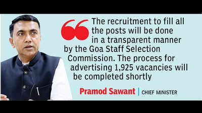 Goa chief minister Pramod Sawant says staff selection commission to fill 2,000 govt vacancies