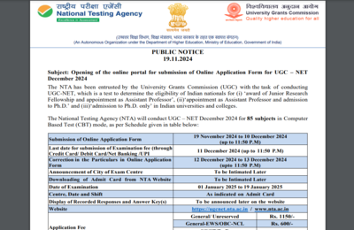 UGC NET December 2024 registration begins, exams from Jan 1: Check official notice, direct link to apply and other details here