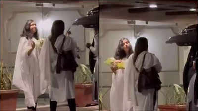 Aishwarya Rai Bachchan and daughter Aaradhya Bachchan spotted twinning in style sans Abhishek Bachchan