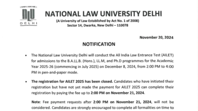 AILET 2025 application fee payment process ends today, check the official notification here