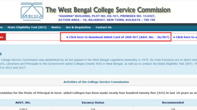 WB SET Admit Card 2024 Released: Check Direct Link Here.