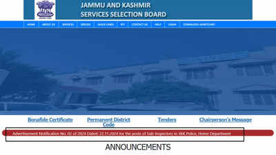 JK Police SI recruitment 2024: Notification for 669 vacancies released, download here