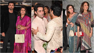 Ranbir Kapoor, Neetu Kapoor, Kareena Kapoor Khan among others grace Aadar Jain and Alekha Advani's roka ceremony in style