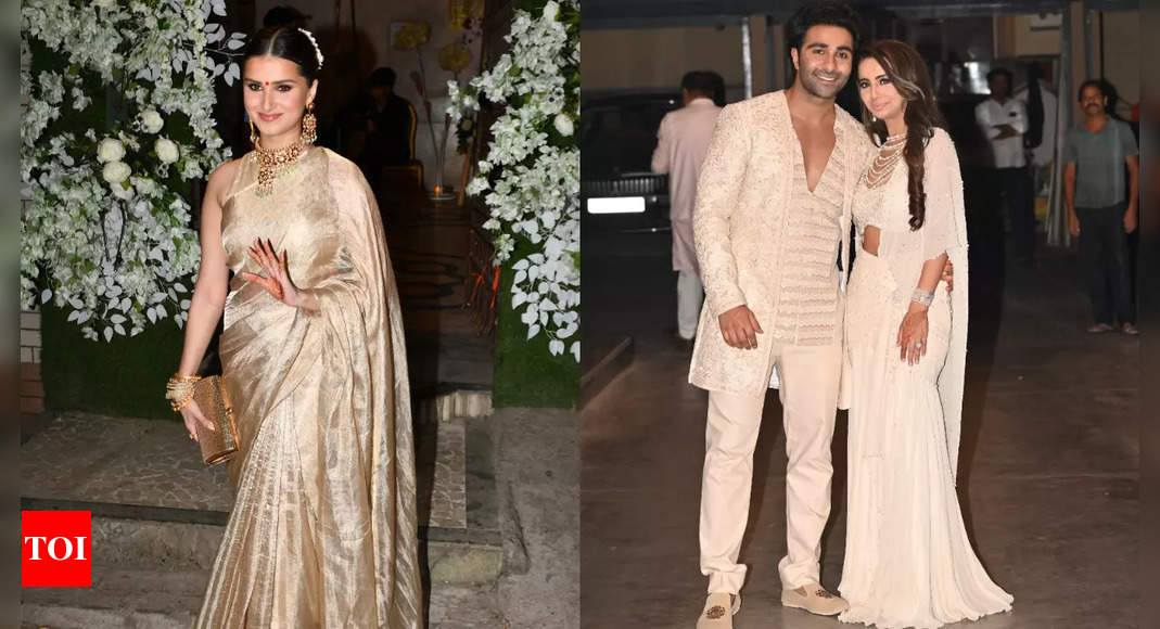 Golden saree glam: Tara Sutaria dresses her best for friend's wedding on ex Aadar Jain's Roka night!