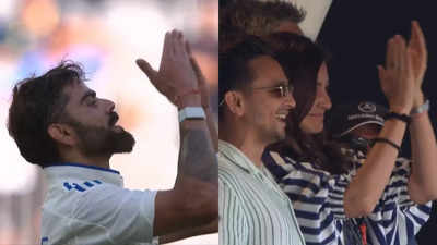 Virat Kohli blows kisses to Anushka Sharma from the pitch after scoring century