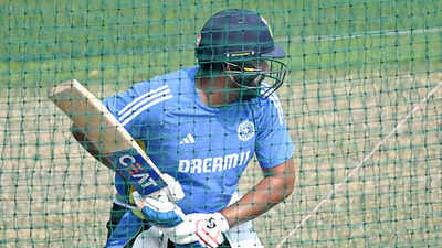  Rohit Sharma hits the nets following arrival in Perth