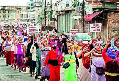 Manipur unrest: Hundreds defy Imphal curfew, hold anti-Afspa protest