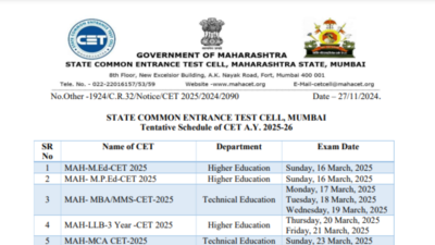 MHT CET 2025 tentative schedule released, check here