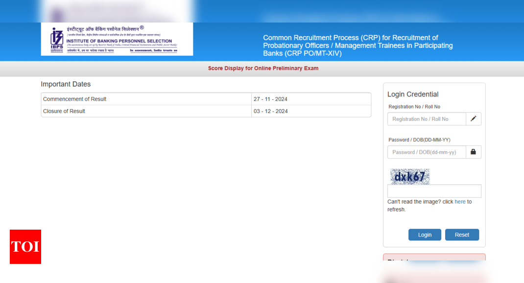 IBPS PO prelims scorecard 2024 released at ibps.in: Direct link to check here