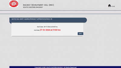 South Eastern Railway Apprenticeship Recruitment 2024: Apply for 1785 vacancies at rrcser.co.in; check direct link here