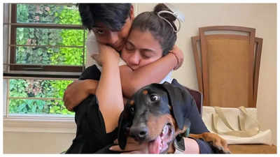 Kajol shares a tight hug with son Yug as they celebrate their pet dog's 2nd birthday; fans REACT