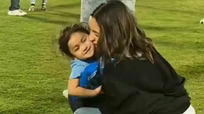 Alia Bhatt plants sweet kiss on daughter Raha's cheek during family outing at football ground