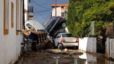 Storm Bora causes widespread damage to homes and streets in Greek island of Rhodes