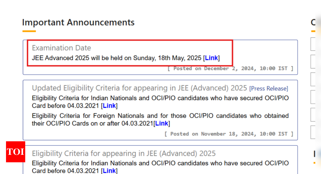 JEE Advanced 2025 exam date announced, check details here
