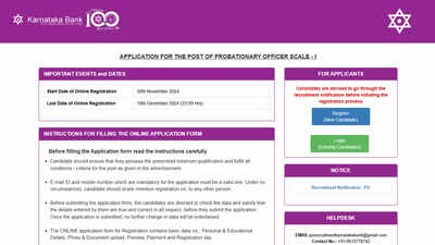 Karnataka Bank PO Recruitment 2024: Apply Now for Probationary Officer Scale-I Post