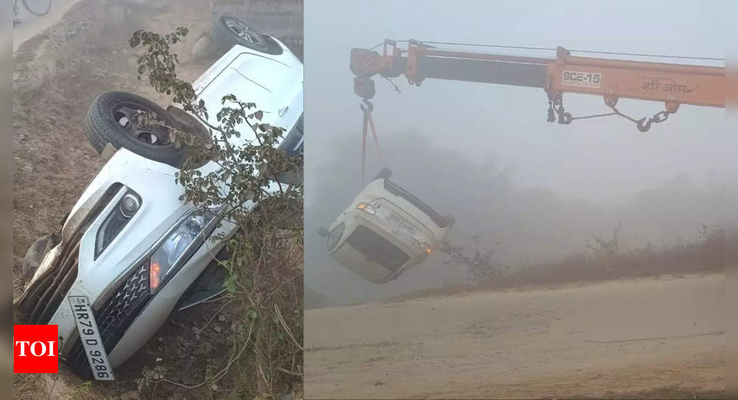 Google Map Horror Car Following Gps Navigation Falls Off Washed Out Road Into Canal In Up Nd