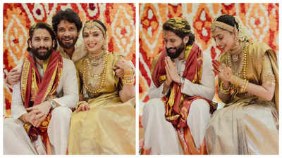 Nagarjuna shares FIRST official photos of Sobhita Dhulipala and Naga Chaitanya from their traditional wedding ceremony