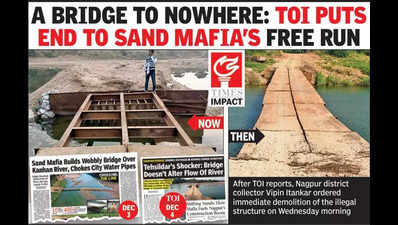 Urgent Action: Illegal Sand Mafia Bridge on Kanhan River Demolished ...