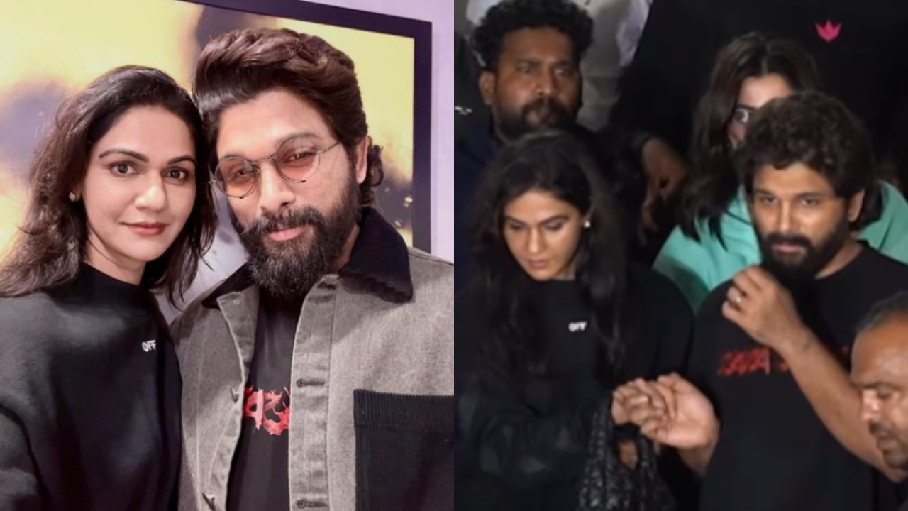 Allu Arjun wins hearts with his protective gesture for wife Sneha Reddy amid 'Pushpa 2' promotions | - Times of India
