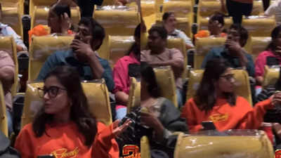 Rashmika Mandanna wears Vijay Deverakonda's sweatshirt while watching 'Pushpa 2' with his family in Hyderabad