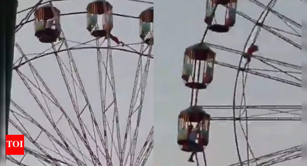 A narrow escape: 13-year-old girl left dangling on Ferris wheel in Uttar Pradesh; watch | Meerut News