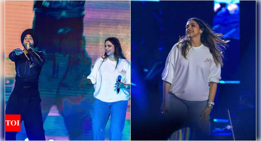 Deepika Padukone joins Diljit Dosanjh on stage in Bengaluru concert, dances to Lover, teaches him Kannada – Watch videos | Hindi Movie News