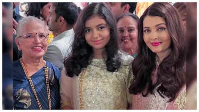 Aishwarya Rai shines in ethnic beauty with daughter Aaradhya Bachchan at a wedding, fans notice the star kid has grown as tall as her mother