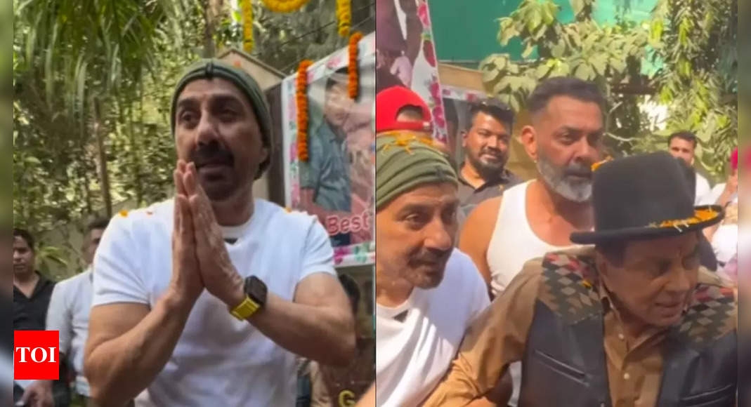 Sunny Deol requests fans and paparazzi to make space for Dharmendra after 89th birthday celebration | Hindi Movie News