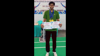 Sanskar Saraswat bags double crown in Rajasthan Senior State badminton tournament