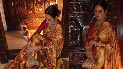 Manish Malhotra calls Rekha 'stunning' and 'iconic' as she dazzles in a Kanjeevaram saree