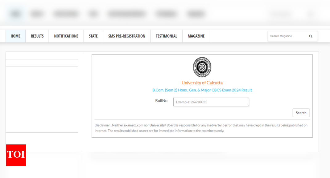 Calcutta University 2024 B.Com results released at exametc.com: Direct link to check here
