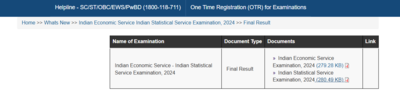 UPSC IES, ISS result 2024 released at upsc.gov.in: Direct link to check here