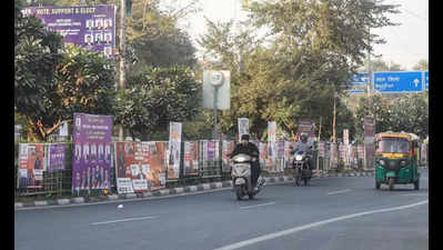 DDCA Poll HoardingsSwamp Road, Divider