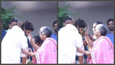 Allu Arjun touches grandmother's feet as she performs 'nazar utarna' ritual post his release from jail